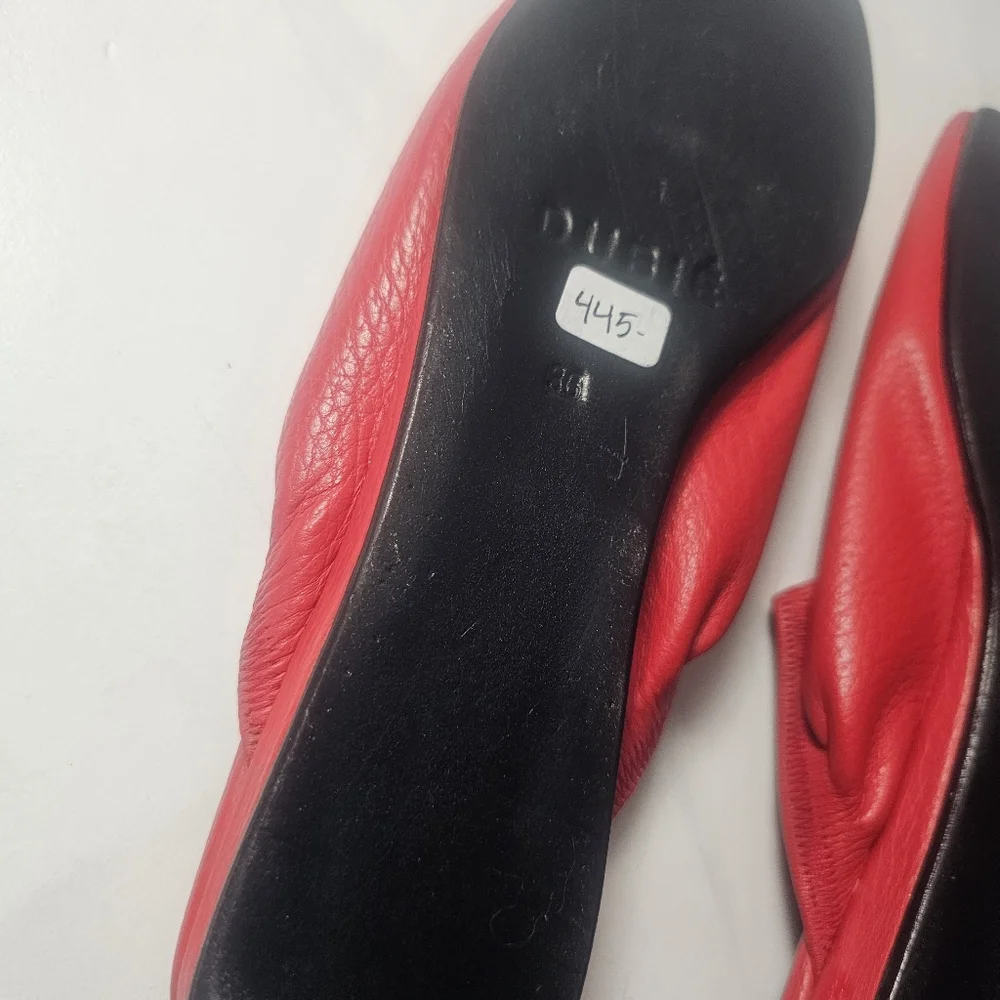Dubie Red Leather Slip-On Mule Flats - Picture 7 of 13
